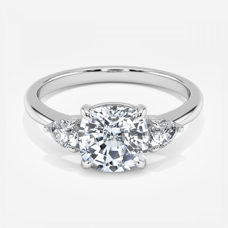 cushion three stone engagement ring for women