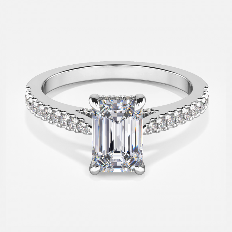 hidden halo emerald diamond ring settings