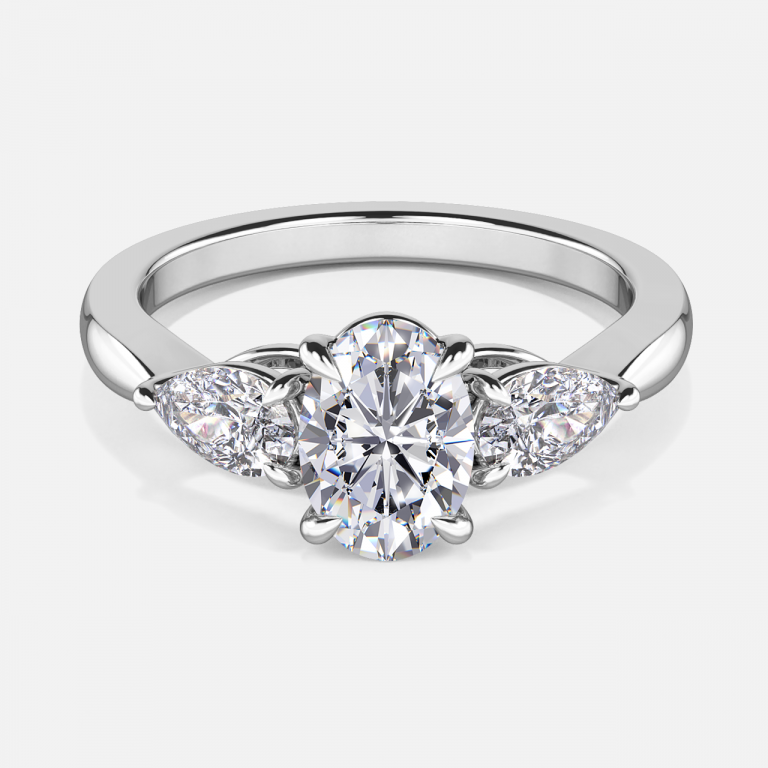 oval three stone ring