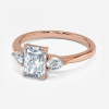 radiant cut diamond three stone ring