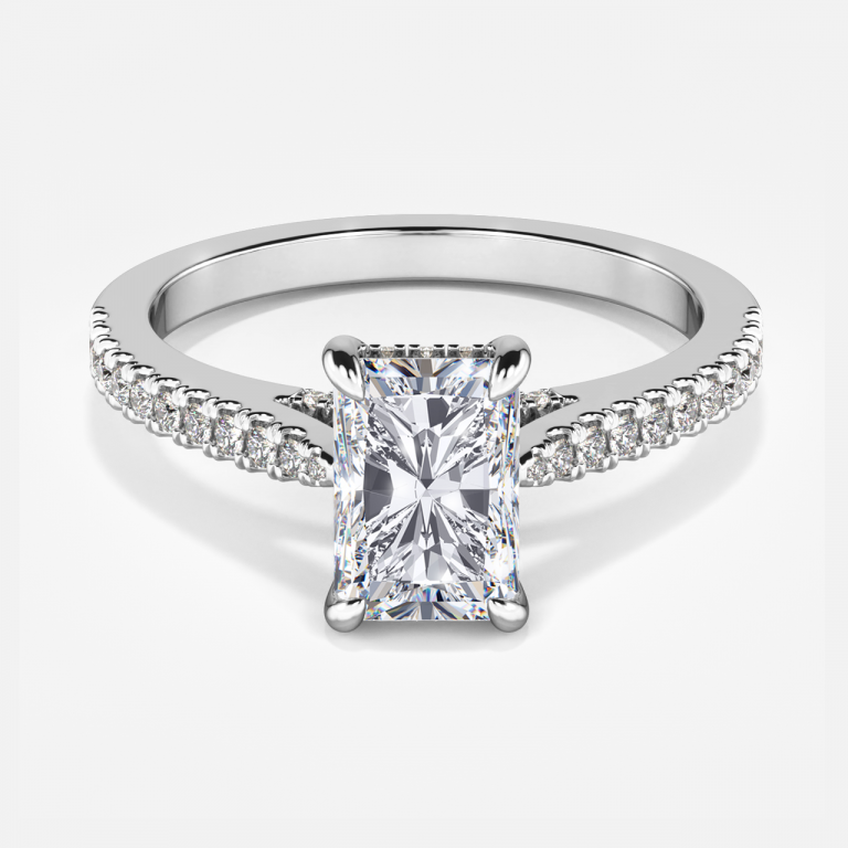 white gold radiant cut diamond engagement ring