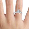 1 carat princess shaped solitaire ring on hand