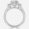 3 carat cushion diamond three stone ring