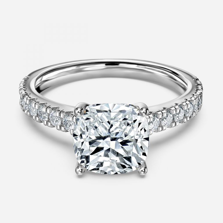 cushion cut diamond wedding rings