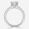 cushion engagement ring with diamond band