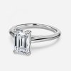 emerald cut solitaire engagement white gold ring