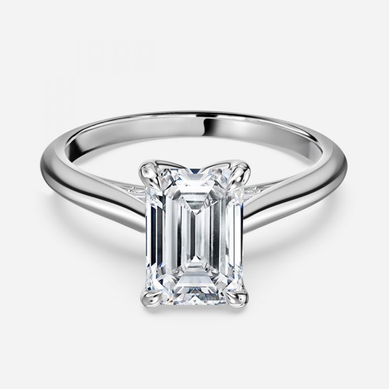 one carat solitaire emerald cut engagement rings