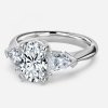 oval and diamond three stone ring white gold