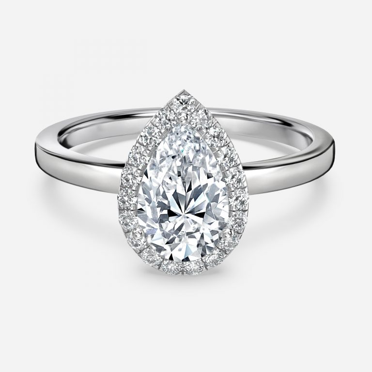 pear halo engagement ring white gold