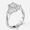 radiant lab craeted three stone diamond engagement ring