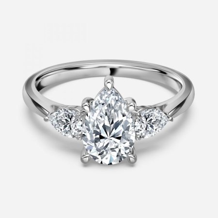 Nile Pear Three Stone Engagement Ring