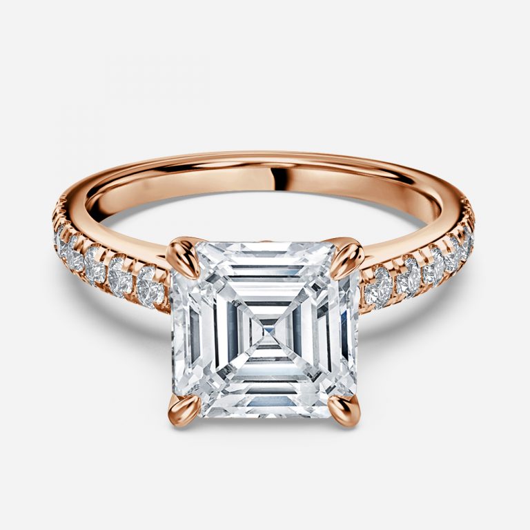 wedding band with asscher engagement ring