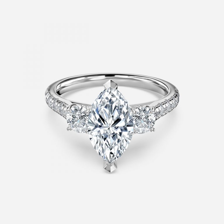 marquise cut diamond wedding three stone rings
