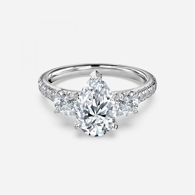 three stone engagement ring pear
