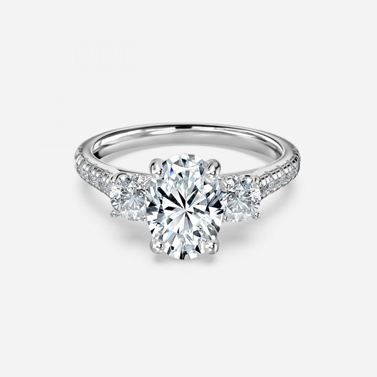three stone oval engagement rings