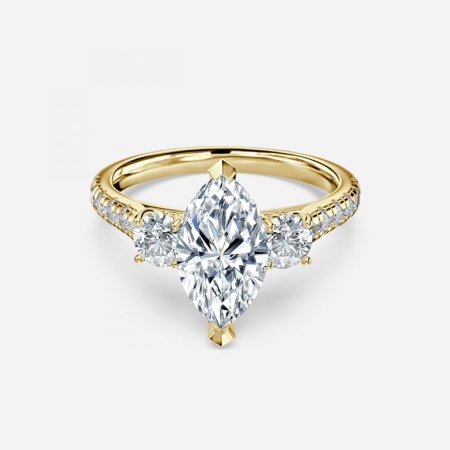 1.96ct Talia Marquise Three Stone Engagement Ring In 18K Yellow Gold (US Size: 5)