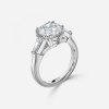 2 carat cushion cut engagement ring with three stone