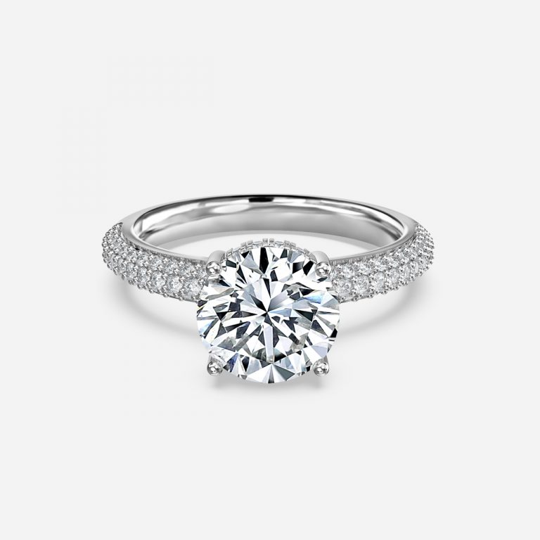 2 carat round hidden halo engagement rings