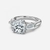 cushion cut with three stone engagement ring