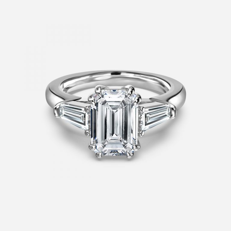 emerald cut three stone engagement rings 1 carat