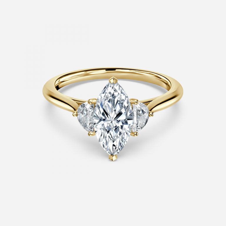 marquise cut engagement rings with three stone