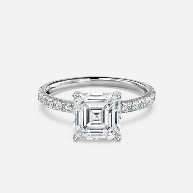 2 carat asscher diamond band engagement rings
