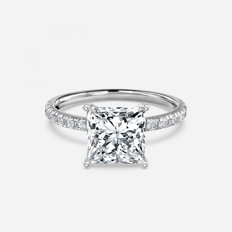 2 carat princess diamond band engagement rings