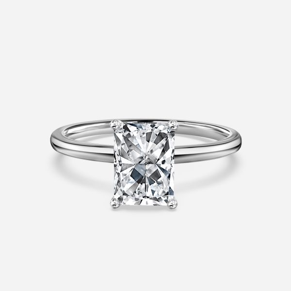14K radiant solitaire white gold ring