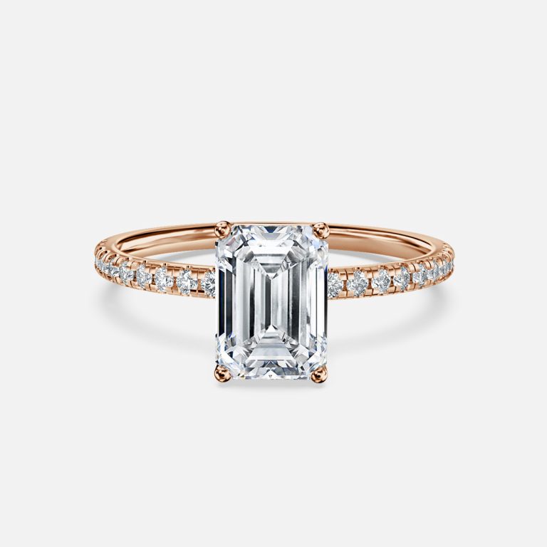 14k rose gold emerald diamond band ring