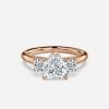 14k rose gold heart three stone ring