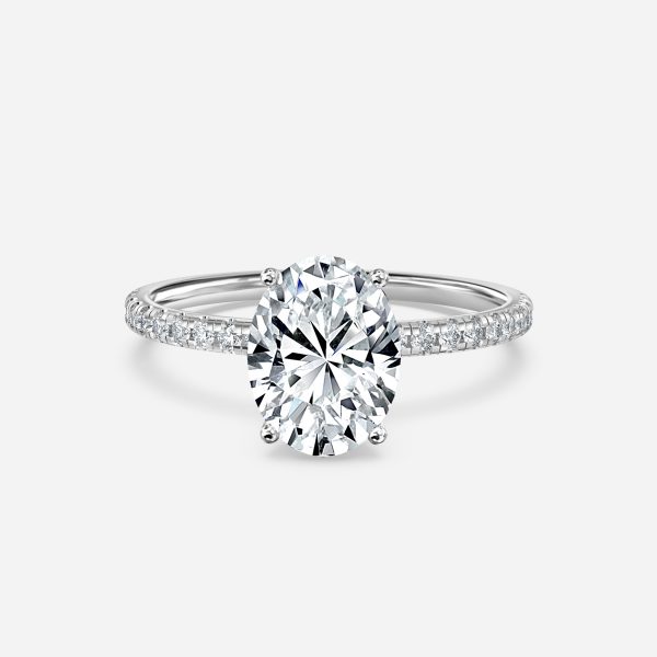 14k white gold oval diamond band ring
