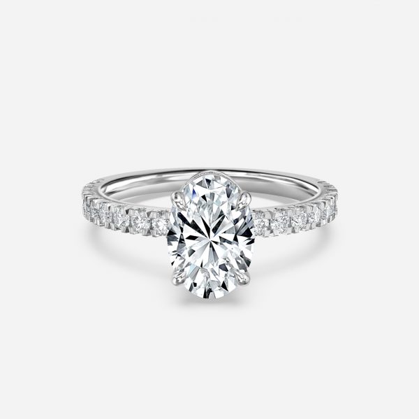 14k white gold oval hidden halo ring