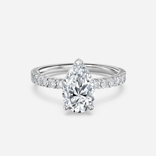 14k white gold pear hidden halo ring