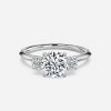 14k white gold round three stone ring