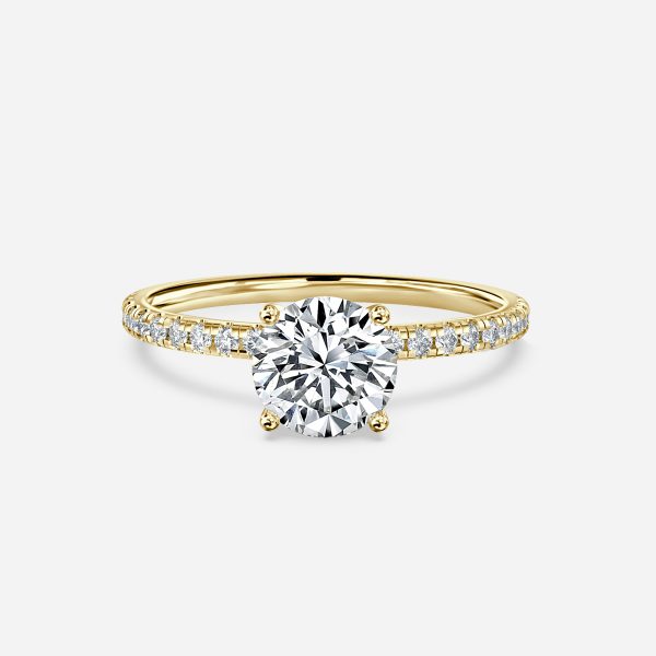 14k yellow gold round diamond band ring