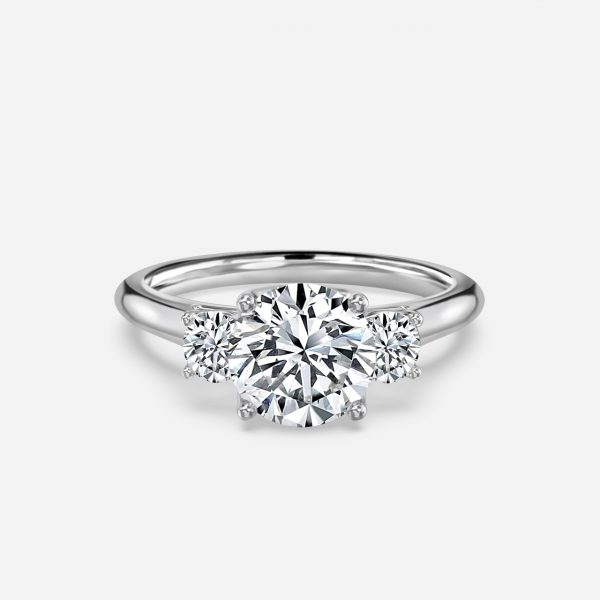 3 stone round cut wedding ring set