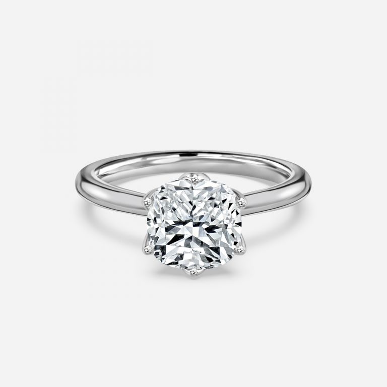 cushion solitaire white gold ring
