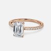 diamond band emerald cut engagement ring