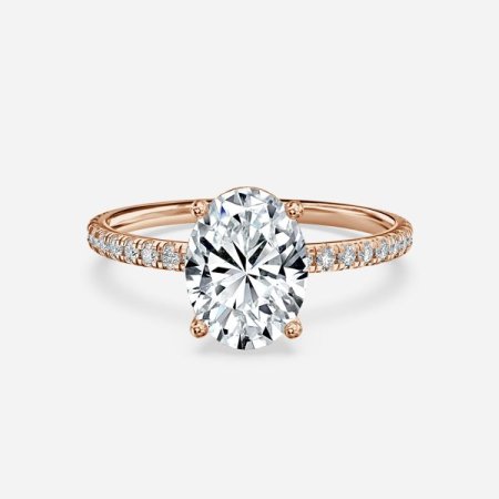 Luz De La Luna Oval Diamond Band Engagement Ring