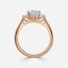 heart cut three stone wedding band rose gold