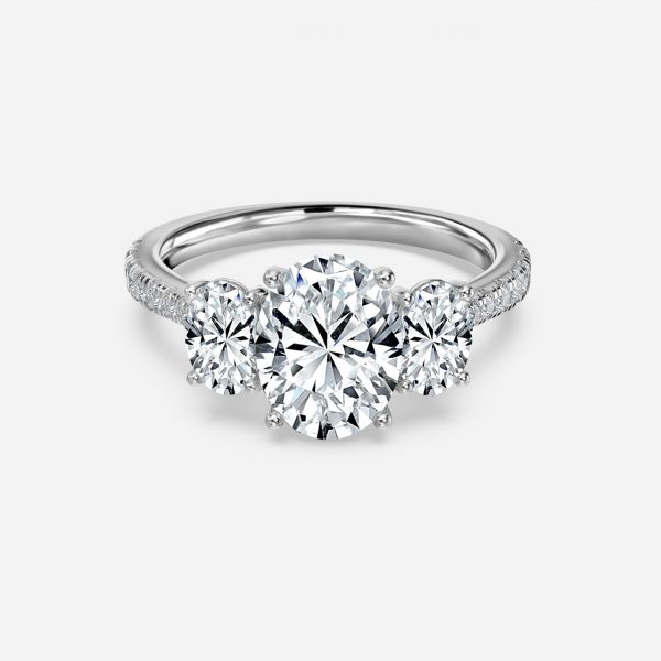 oval diamond three stone engagement ring for women
