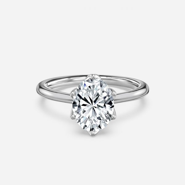 oval solitaire white gold ring