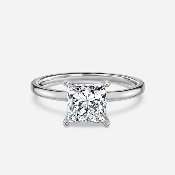 princess solitaire white gold ring