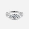 round diamond three stone engagement ring for women