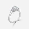 three stone round diamond ring white gold