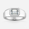 bezel set emerald cut diamond ring engament 1.5 carat white