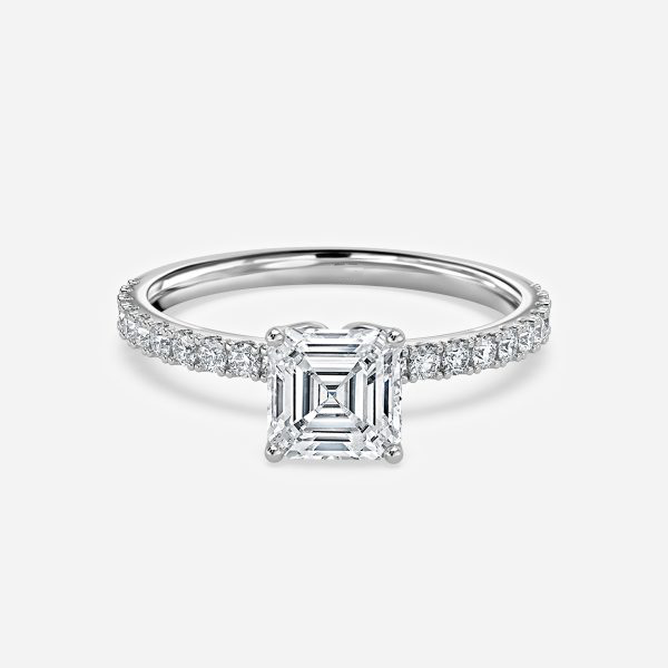 white gold band with diamond engagement ring
