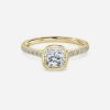 yellow gold cushion cut engagement rings