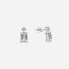 Emerald cut diamond earring white gold