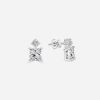 Princess cut diamond earring white gold